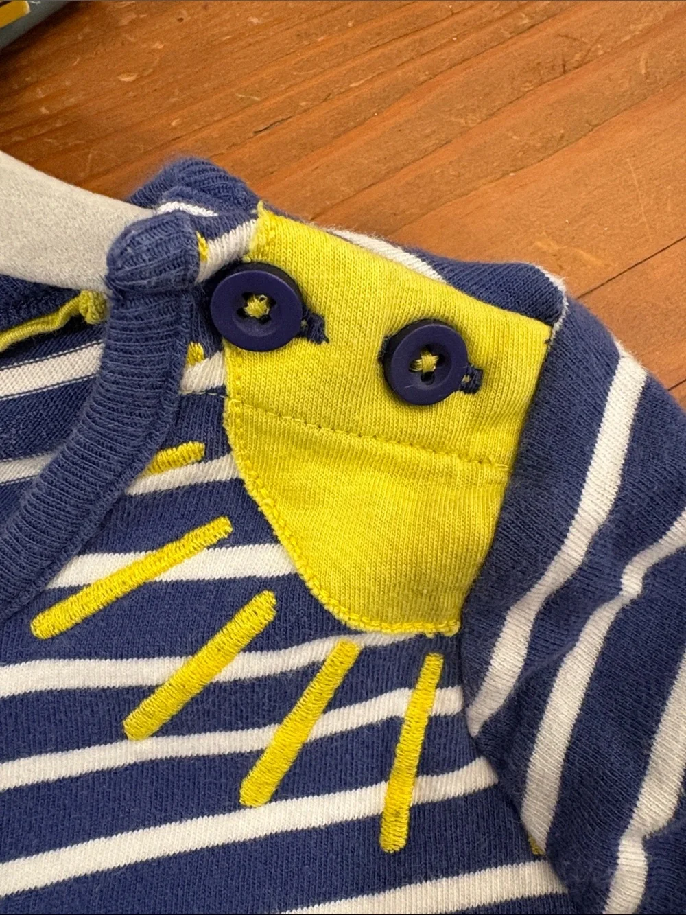 VGUC Mini Boden Navy Stripe Birds Appliqué Dress size 3-4